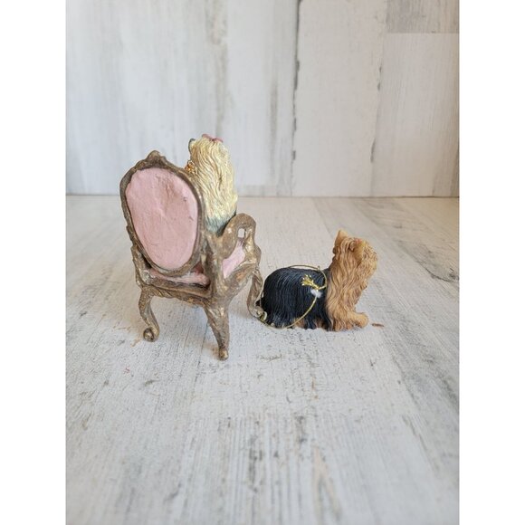 vintage Yorkshire terrier chair set dog ornament Xmas pet puppy - Picture 3 of 5